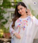 NEW ARRIVAL GEORGETTE THREAD EMBROIDERY LACE WORK TOP BOTTOM WITH DUPATTA PARTY WEAR WHOLESALE PRICE ETHNIC GARMENT (6)
