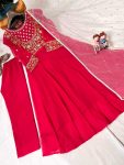 NEW ARRIVAL GEORGETTE THREAD SEQUENCE EMBROIDERY WORK GOWN BOTTOM WITH DUPATTA PARTY WEAR WHOLESALE PRICE ETHNIC GARMENT (4)