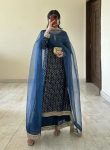 NEW ARRIVAL GEORGETTE THREAD SEQUENCE WORK TOP PALAZZO WITH DUPATTA BLUE