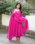 NEW ARRIVAL JIMMY CHOO SEQUENCE EMBROIDERY WORK GOWN WITH DUPATTA FESTIVE WEAR WHOLESALE PRICE ETHNIC GARMENT (3)