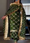 NEW ARRIVAL JIMMY CHOO SILK EMBROIDERY SEQUENCE WORK TOP PATIYALA WITH DUPATTA MEHNDI