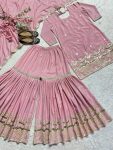 NEW ARRIVAL NEUTRAL SILK EMBROIDERY SEQUENCE BOREDR WORK TOP SHARARA WITH DUPATTA PARTY WEAR WHOLESALE PRICE ETHNIC GARMENT (3)