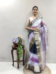 NEW ARRIVAL ORGANZA JACQUARD ZARI WEAVING WORK SAREE WITH UNSTITCHED BLOUSE FESTIVE WEAR WHOLESALE PRICE ETHNIC GARMENT (9)