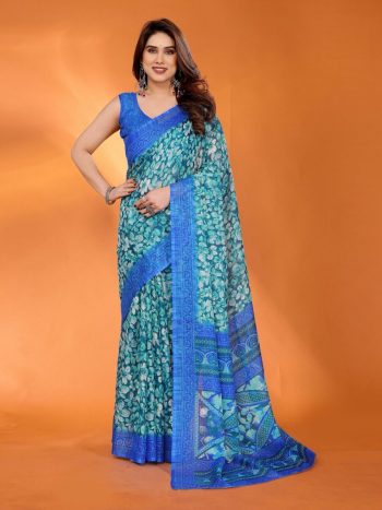 NEW ARRIVAL PRINTED KOTA SAREE WITH UNSTITCHED BLOUSE RAMA