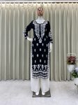 NEW ARRIVAL RAYON EMBROIDERY WORK KURTI PALAZZO SET  BLACK