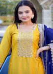 NEW ARRIVAL ROMAN SILK SEQUENCE EMBROIDERY WORK TOP BOTTOM WITH DUPATTA PARTY WEAR WHOLESALE PRICE ETHNIC GARMENT (2)