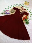 NEW ARRIVAL VELVET HAND WORK ANARKALI GOWN FESTIVE WEAR WHOLESALE PRICE ETHNIC GARMENT (5)