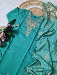 NEW ARRIVAL VISCOSE CHANDERI SEQUENCE EMBROIDERY WORK TOP BOTTOM WITH DUPATTA FESTIVE WEAR WHOLESALE PRICE ETHNIC GARMENT (3)