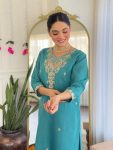 NEW ARRIVAL VISCOSE CHANDERI SEQUENCE EMBROIDERY WORK TOP BOTTOM WITH DUPATTA FESTIVE WEAR WHOLESALE PRICE ETHNIC GARMENT (3)