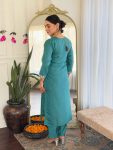 NEW ARRIVAL VISCOSE CHANDERI SEQUENCE EMBROIDERY WORK TOP BOTTOM WITH DUPATTA FESTIVE WEAR WHOLESALE PRICE ETHNIC GARMENT (3)