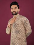 NEW ARRIVAL VISCOSE RAYON CHIKANKARI LUCKNOWI SCHIFFLI WORK MEN’S KURTA PAYJAMA FESTIVE WEAR WHOLESALE PRICE ETHNIC GARMENT (12)