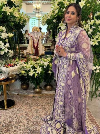 RICH LOOK BUTTERFLY NET EMBROIDERY CHAIN WORK GOWN WITH DUPATTA PURPLE