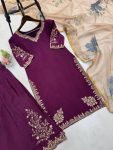 RICH LOOK CHINON SEQUENCE EMBROIDERY WORK TOP PALAZZO WITH DUPATTA FESTIVE WEAR WHOLESALE PRICE ETHNIC GARMENT (3)