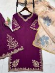 RICH LOOK CHINON SEQUENCE EMBROIDERY WORK TOP PALAZZO WITH DUPATTA FESTIVE WEAR WHOLESALE PRICE ETHNIC GARMENT (3)