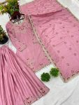 RICH LOOK CHINON SILK EMBROIDERY SEQUENCE WORK TOP PALAZZO WITH DUPATTA FESTIVE WEAR WHOLESALE PRICE ETHNIC GARMENT (4)