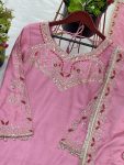 RICH LOOK CHINON SILK EMBROIDERY SEQUENCE WORK TOP PALAZZO WITH DUPATTA FESTIVE WEAR WHOLESALE PRICE ETHNIC GARMENT (4)