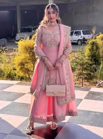 RICH LOOK CHINON SILK EMBROIDERY SEQUENCE WORK TOP PALAZZO WITH DUPATTA BABY PINK
