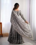 RICH LOOK CHINON SILK THREAD WITH SEQUENCE WORK TOP SHARARA WITH DUPATTA PARTY WEAR WHOLESALE PRICE ETHNIC GARMENT (9)