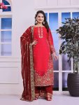 RICH LOOK FENDI SILK EMBROIDERY AND SEQUENCE WORK WITH RIVET MOTI WORK TOP PALAZZO WITH DUPATTA PARTY WEAR WHOLESALE PRICE ETHNIC GARMENT (10)
