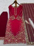 RICH LOOK FENDI SILK EMBROIDERY AND SEQUENCE WORK WITH RIVET MOTI WORK TOP PALAZZO WITH DUPATTA PARTY WEAR WHOLESALE PRICE ETHNIC GARMENT (10)