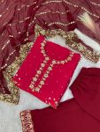 RICH LOOK FENDI SILK EMBROIDERY AND SEQUENCE WORK WITH RIVET MOTI WORK TOP PALAZZO WITH DUPATTA PARTY WEAR WHOLESALE PRICE ETHNIC GARMENT (10)
