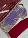 RICH LOOK FENDI SILK EMBROIDERY AND SEQUENCE WORK WITH RIVET MOTI WORK TOP PALAZZO WITH DUPATTA PARTY WEAR WHOLESALE PRICE ETHNIC GARMENT (3)