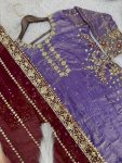 RICH LOOK FENDI SILK EMBROIDERY AND SEQUENCE WORK WITH RIVET MOTI WORK TOP PALAZZO WITH DUPATTA PARTY WEAR WHOLESALE PRICE ETHNIC GARMENT (3)