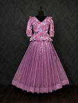RICH LOOK GEORGETTE SEQUENCE WORK LEHENGA WITH TOP  LAVENDER