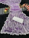 RICH LOOK JIMMY CHOO SILVER LACE BORDER WORK SAREE WITH UNSTITCHED BLOUSE LAVENDER