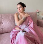 RICH LOOK JIMMY CHOO SILVER LACE BORDER WORK SAREE WITH UNSTITCHED BLOUSE PARTY WEAR WHOLESALE PRICE ETHNIC GARMENT (6)