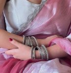 RICH LOOK JIMMY CHOO SILVER LACE BORDER WORK SAREE WITH UNSTITCHED BLOUSE PARTY WEAR WHOLESALE PRICE ETHNIC GARMENT (6)