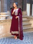 RICH LOOK VICHITRA SILK SEQUENCE CODING EMBROIDERY WORK TOP BOTTOM WITH DUPATTA FESTIVE WEAR WHOLESALE PRICE ETHNIC GARMENT (5)