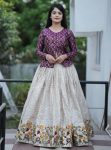 TRADITIONAL JACQUARD SILK PAITHANI WEAVING WORK STITCHED LEHENGA WITH TOP PURPLE
