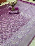 TRADITIONAL LICHI SILK JACQUARD WEAIVNG WORK SAREE WITH UNSTITCHED BLOUSE PARTY WEAR WHOLESALE PRICE ETHNIC GARMENT (5)