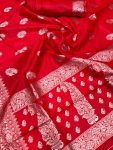 TRADITIONAL LICHI SILK SILVER ZARI WEAVING WORK SAREE WITH UNSTITCHED BLOUSE PARTY WEAR WHOLESALE PRICE ETHNIC GARMENT (10)
