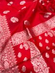 TRADITIONAL LICHI SILK SILVER ZARI WEAVING WORK SAREE WITH UNSTITCHED BLOUSE PARTY WEAR WHOLESALE PRICE ETHNIC GARMENT (10)