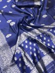 TRADITIONAL LICHI SILK SILVER ZARI WEAVING WORK SAREE WITH UNSTITCHED BLOUSE PARTY WEAR WHOLESALE PRICE ETHNIC GARMENT (5)