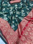 TRADITIONAL LICHI SILK WEAVING WORK SAREE WITH UNSTITCHED BLOUSE PARTY WEAR WHOLESALE PRICE ETHNIC GARMENT (6)