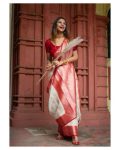 TRADITIONAL LICHI SILK ZARI JACQUARD WORK SAREE WITH UNSTITCHED BLOUSE PARTY WEAR WHOLESALE PRICE ETHNIC GARMENT (3)