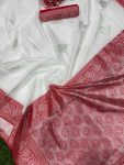 TRADITIONAL LICHI SILK ZARI JACQUARD WORK SAREE WITH UNSTITCHED BLOUSE PARTY WEAR WHOLESALE PRICE ETHNIC GARMENT (3)