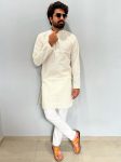TRADITIONAL PURE CAMBRIC CHIKANKARI SEQUENCE THREAD EMBROIDERY WORK MEN’S KURTA WITH PAYJAMA PARTY WEAR WHOLESALE PRICE ETHNIC GARMENT (2)