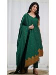 TRADITIONAL SILK BLENDED ZARI WEAVING WORK TOP BOTTOM WITH DUPATTA GREEN