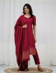 TRADITIONAL SILK BLENDED ZARI WEAVING WORK TOP BOTTOM WITH DUPATTA PARTY WEAR WHOLESALE PRICE ETHNIC GARMENT (3)