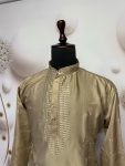 TRADITIONAL VISCOSE SILK EMBROIDERY SEQUENCE WORK MEN’S KURTA WITH PAYJAMA PARTY WEAR WHOLESALE PRICE ETHNIC GARMENT 1 (1)
