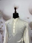TRADITIONAL VISCOSE SILK EMBROIDERY SEQUENCE WORK MEN’S KURTA WITH PAYJAMA PARTY WEAR WHOLESALE PRICE ETHNIC GARMENT 3 (2)