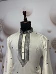 TRADITIONAL VISCOSE SILK EMBROIDERY SEQUENCE WORK MEN’S KURTA WITH PAYJAMA PARTY WEAR WHOLESALE PRICE ETHNIC GARMENT 5 (2)