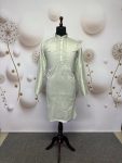 TRADITIONAL VISCOSE SILK EMBROIDERY SEQUENCE WORK MEN'S KURTA WITH PAYJAMA MINT