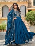 TRADTIONAL VICHITRA SILK SEQUENCE EMBROIDERY WORK GOWN WITH DUPATTA PARTY WEAR WHOLESALE PRICE ETHNIC GARMENT (4)