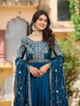 TRADTIONAL VICHITRA SILK SEQUENCE EMBROIDERY WORK GOWN WITH DUPATTA PARTY WEAR WHOLESALE PRICE ETHNIC GARMENT (4)
