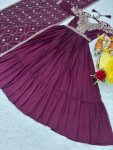 TRADTIONAL VICHITRA SILK SEQUENCE EMBROIDERY WORK GOWN WITH DUPATTA PARTY WEAR WHOLESALE PRICE ETHNIC GARMENT (7)